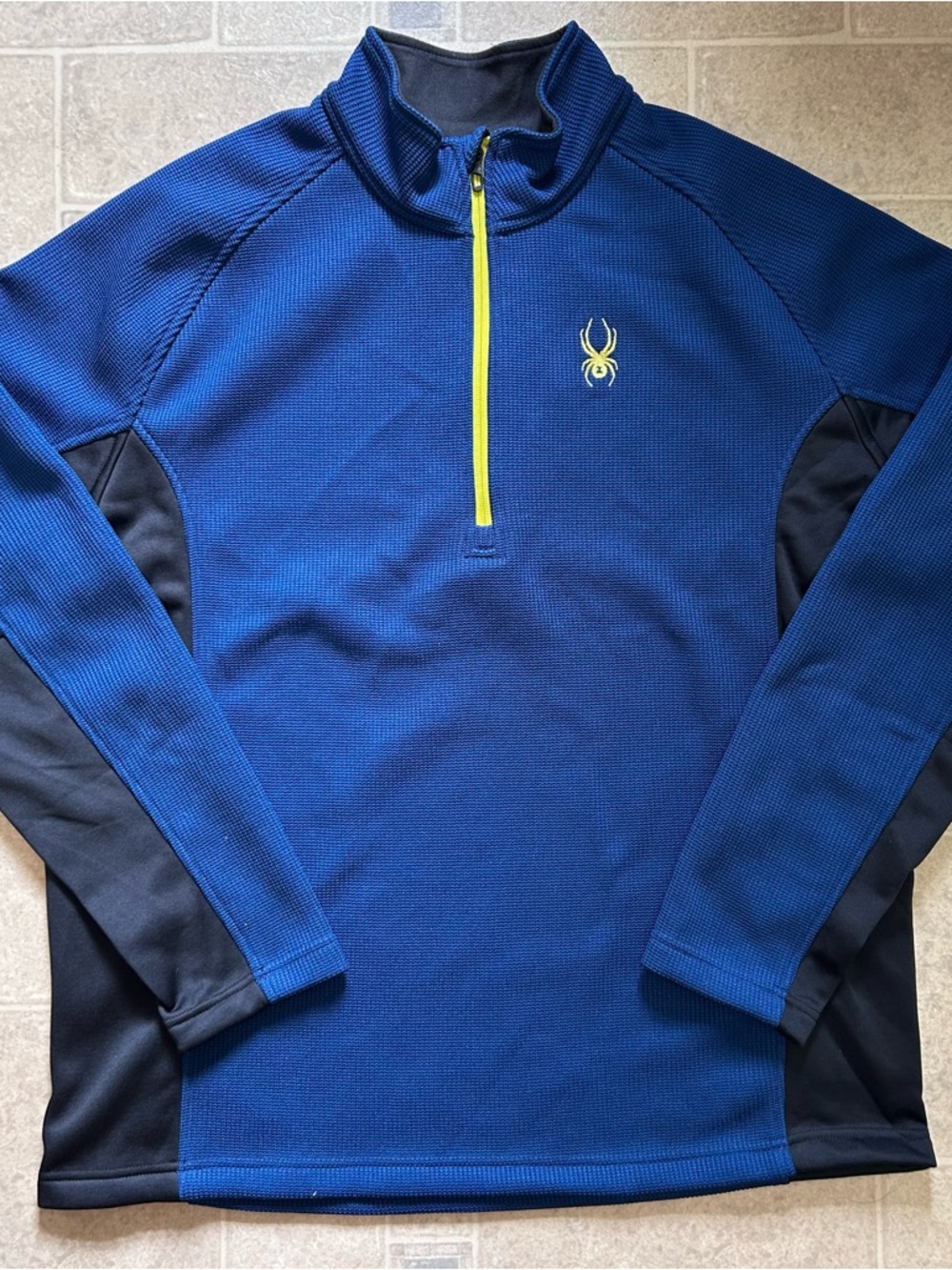 SPYDER Men’s XXL Outbound Pullover Sweater Blue/Black quarter zip mock neck Core